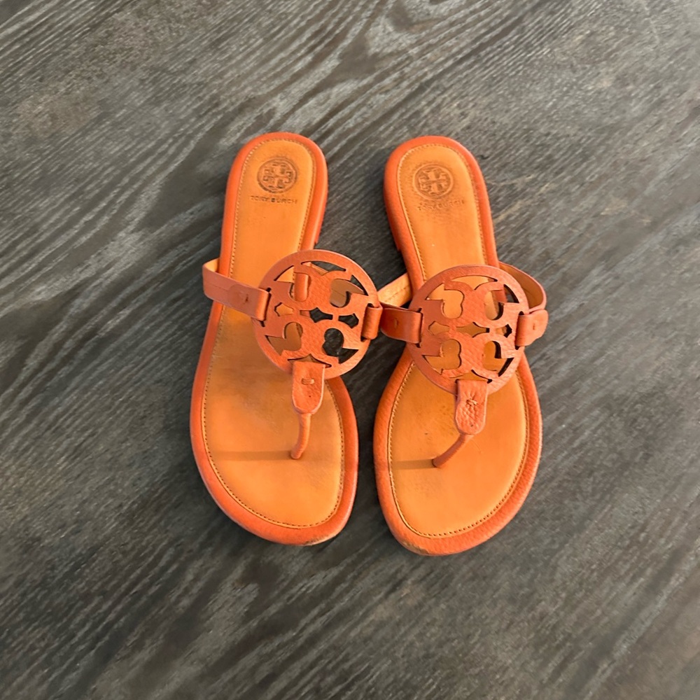 Tory Burch Vibrant Orange Slide Sandals